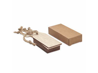 ETIBAM - Set van 6 houten geschenklabels