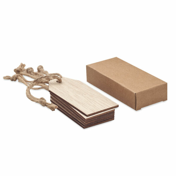 ETIBAM - Set van 6 houten geschenklabels
