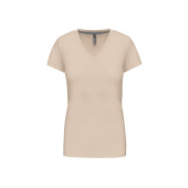 Dames T-shirt V-hals Korte Mouwen Light Sand XL