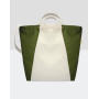 Kiyomi Contrast Satin Shopper - Natural/Olive Green - One Size