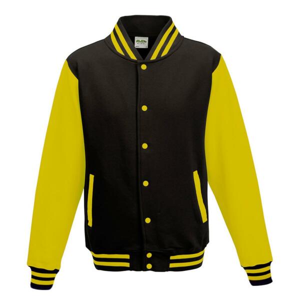 AWDis Varsity Jacket, Jet Black/Sun Yellow, L, Just Hoods