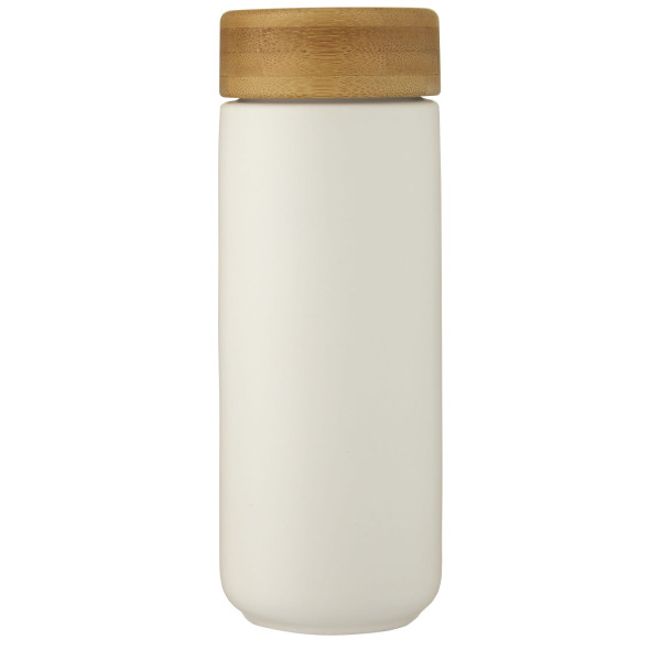 Lumi 300 ml ceramic tumbler with bamboo lid - White