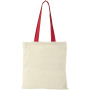 Nevada 100 g/m² cotton tote bag coloured handles 7L - Natural/Red