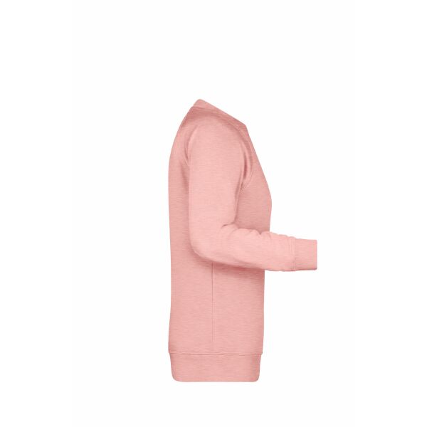 8021 Ladies' Sweat roze-melange XS