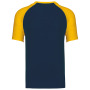 Baseball - Tweekleurig t-shirt Navy / Yellow XL