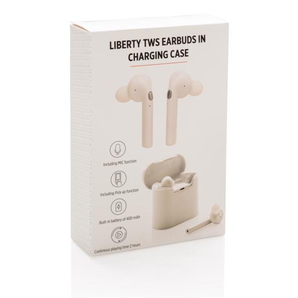 Liberty draadloze oordopjes in oplaadcassette, wit