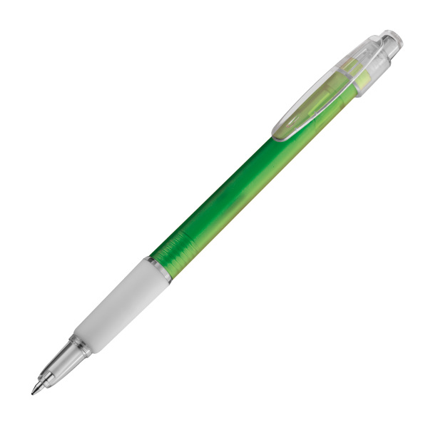 Kunststof pen met rubberen grip, transparant