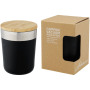 Lagan 300 ml copper vacuum insulated stainless steel tumbler with bamboo lid - Solid black