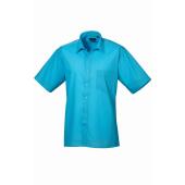 Short Sleeve Poplin Shirt, Turquoise Blue, 20, Premier