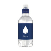 Bronwater 330 ml met sportdop - blauw - Prijs is inclusief full color opdruk op etiket