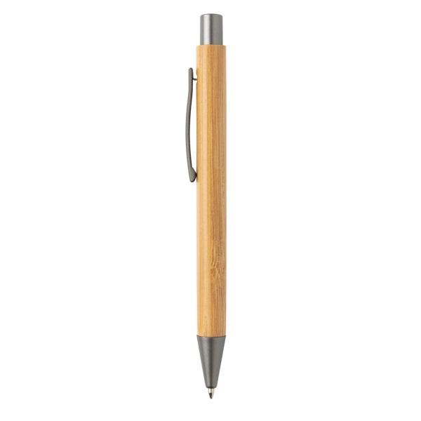 Slim design bamboe pen, bruin, zilver