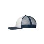 MB6240 6 Panel Flat Peak Cap - white/navy - one size