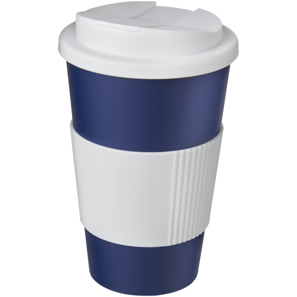 Americano® 350 ml tumbler with grip & spill-proof lid - Blue/White