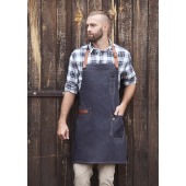 Bib Apron Jeans-Style with Leather and Pocket
