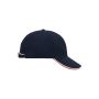 MB6197 6 Panel Double Sandwich Cap - navy/white/red - one size