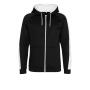 AWDis Contrast Sports Polyester Zoodie, Jet Black/Arctic White, XXL, Just Hoods