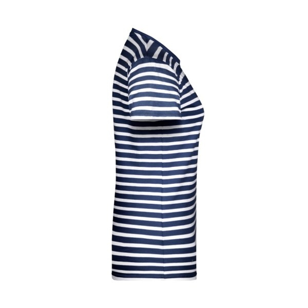 8027 Ladies' T-Shirt Striped navy/wit XL