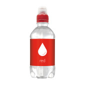 Bronwater 330 ml met sportdop - rood - Prijs is inclusief full color opdruk op etiket