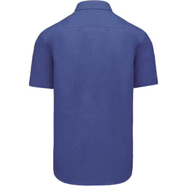 Overhemd in onderhoudsvriendelijk polykatoen-popeline korte mouwen heren Cobalt Blue XS