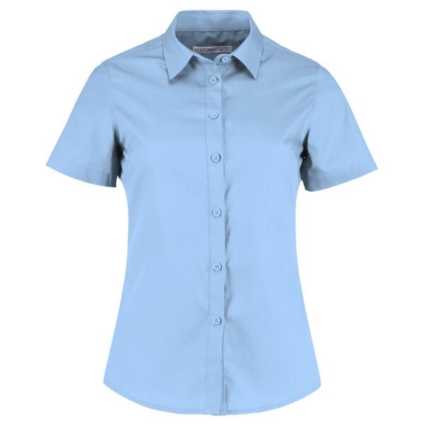 Ladies Short Sleeve Tailored Poplin Shirt, Light Blue, 18, Kustom Kit