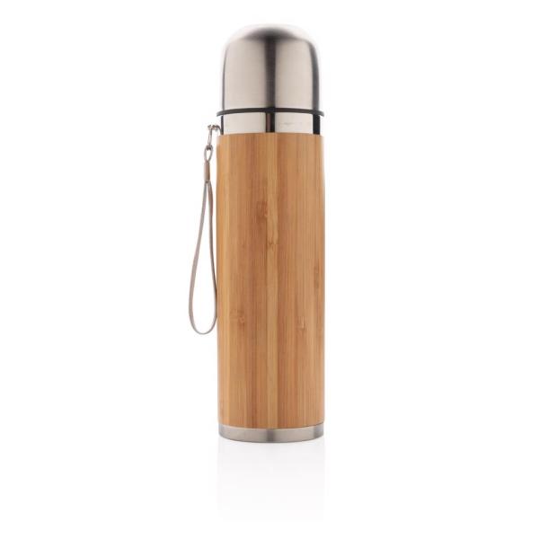 Bamboo vacuum travel flask, brown