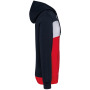 Driekleurige unisex sweater met capuchon Navy / White / Red XS