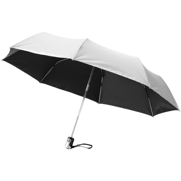 Alex 21.5" foldable auto open/close umbrella - Silver/Solid black