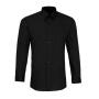 Long Sleeve Fitted Poplin Shirt, Black, 17.5, Premier