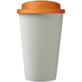 Americano® Eco 350 ml gerecyclede beker met spill-proof deksel - Oranje/Wit