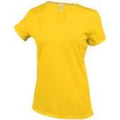 Dames T-shirt V-hals Korte Mouwen Yellow XXL