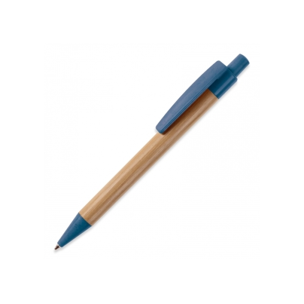 Ball pen bamboe met tarwestro blauwschrijvend