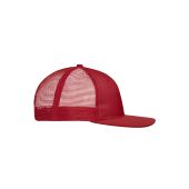MB6240 6 Panel Flat Peak Cap - red/red - one size