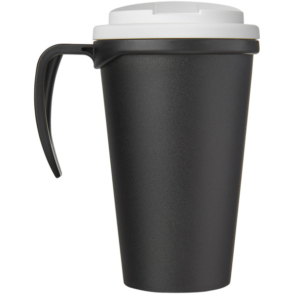 Americano® Grande 350 ml mug with spill-proof lid - Solid black/White