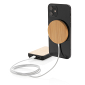 10W bamboo magnetic wireless charger, brown