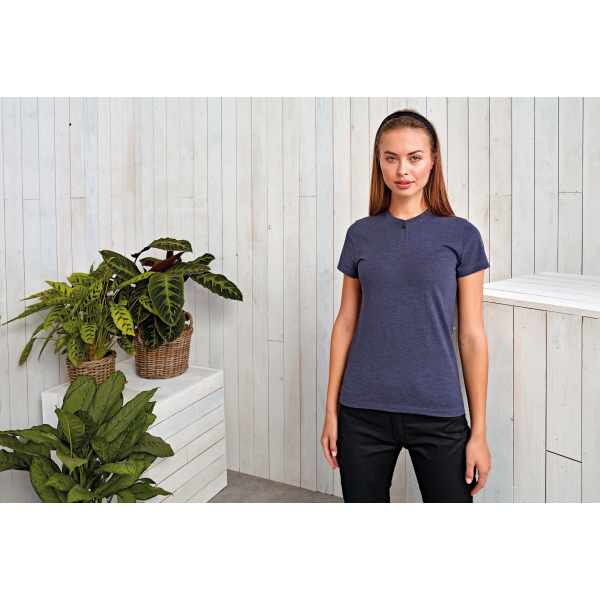Ecologisch dames-T-shirt ‘Comis’ met knoopjeshals Black XS