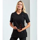 Ladies Camellia Short Sleeve Tunic, Black, 22, Premier
