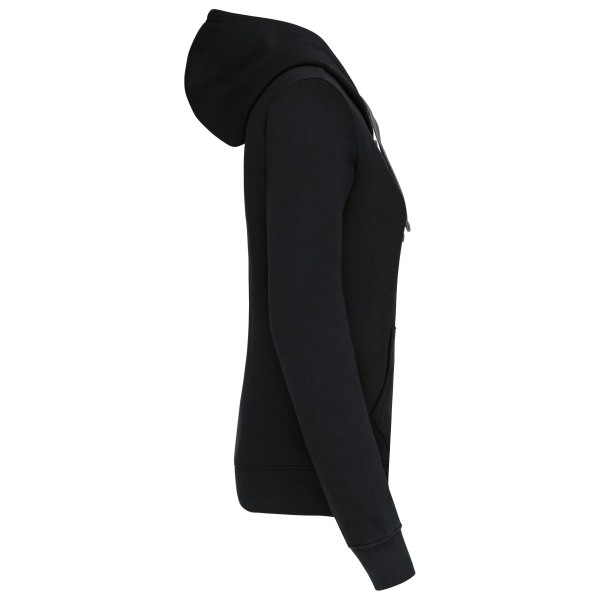 Damessweater met rits en capuchon in contrasterende kleur Black / Fine Grey S