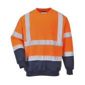 Hi-Vis Two Tone Sweatshirt, Orange/Navy, L, Portwest