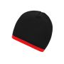 MB7584 Beanie with Contrasting Border - black/red - one size