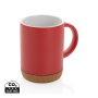 Ceramic mug with cork base, red