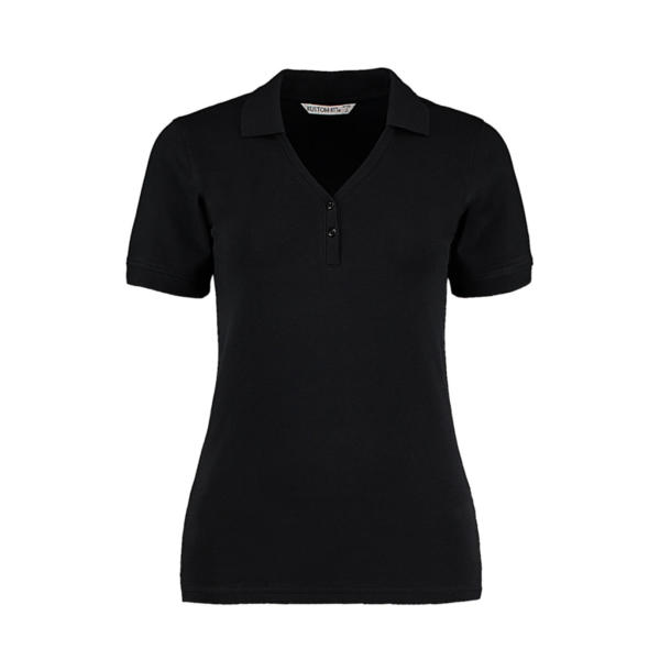 Women's Regular Fit Comfortec® V Neck Polo - Black - 2XL