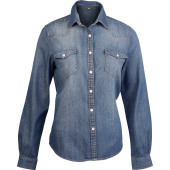 Dames denim blouse lange mouwen Dames denim blouse lange mouwen