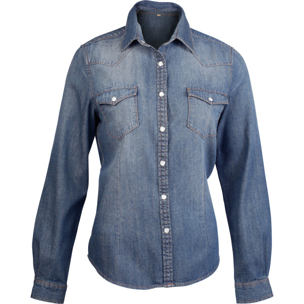 atleet onze Wapenstilstand Bedrukken & Borduren | Dames denim blouse lange mouwen