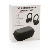 TWS sport oordoppen in oplaadcassette, zwart