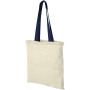 Nevada 100 g/m² cotton tote bag coloured handles 7L - Natural/Navy