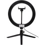 Studio ring light for selfies and vlogging with phone holder and tripod - Solid black