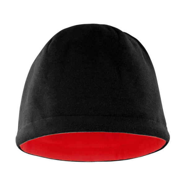 Reversible Fleece Skull Hat - Black/Red - One Size