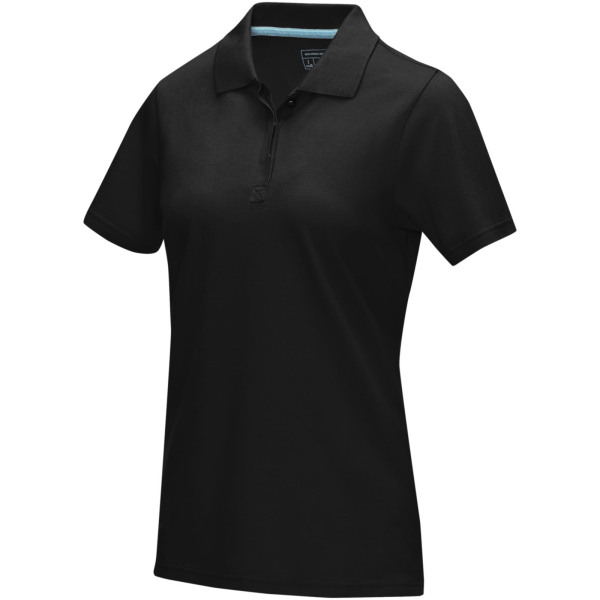 Graphite short sleeve women’s GOTS organic polo - Solid black - XS