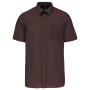 Overhemd in onderhoudsvriendelijk polykatoen-popeline korte mouwen heren Brown XS