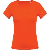 Ladies' short-sleeved V-neck T-shirt Orange M
